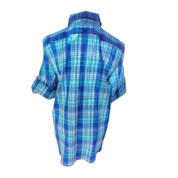NWT Lauren Ralph Lauren Blue Green Multi Plaid Button Down Long Sleeve Shirt - Picture 11 of 13